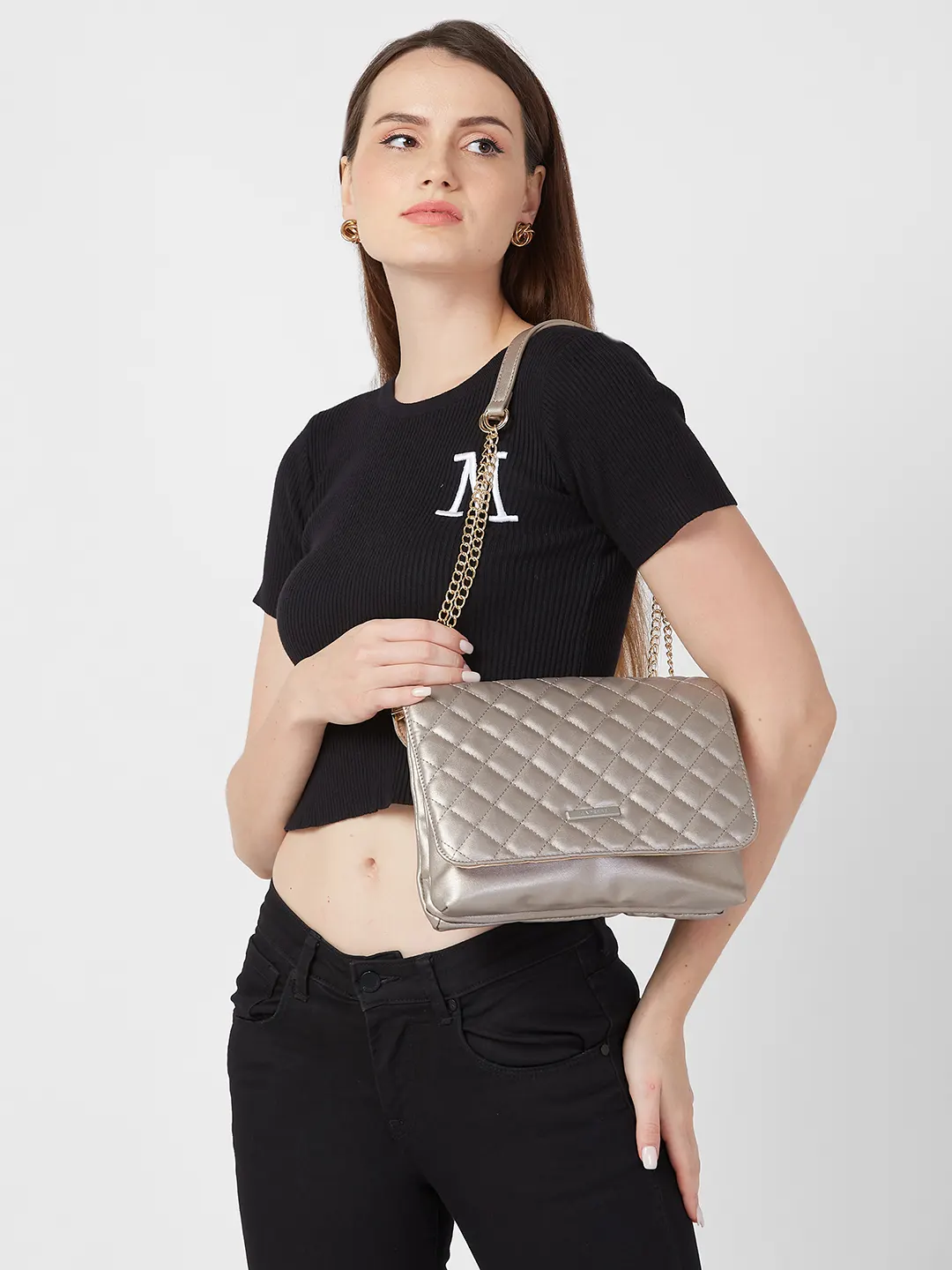 Caprese Cuddy Medium Gunmetal Sling Bag - Image 12