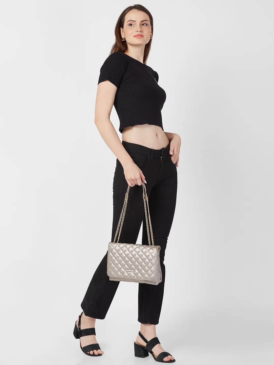 Caprese Cuddy Medium Gunmetal Sling Bag - Image 13