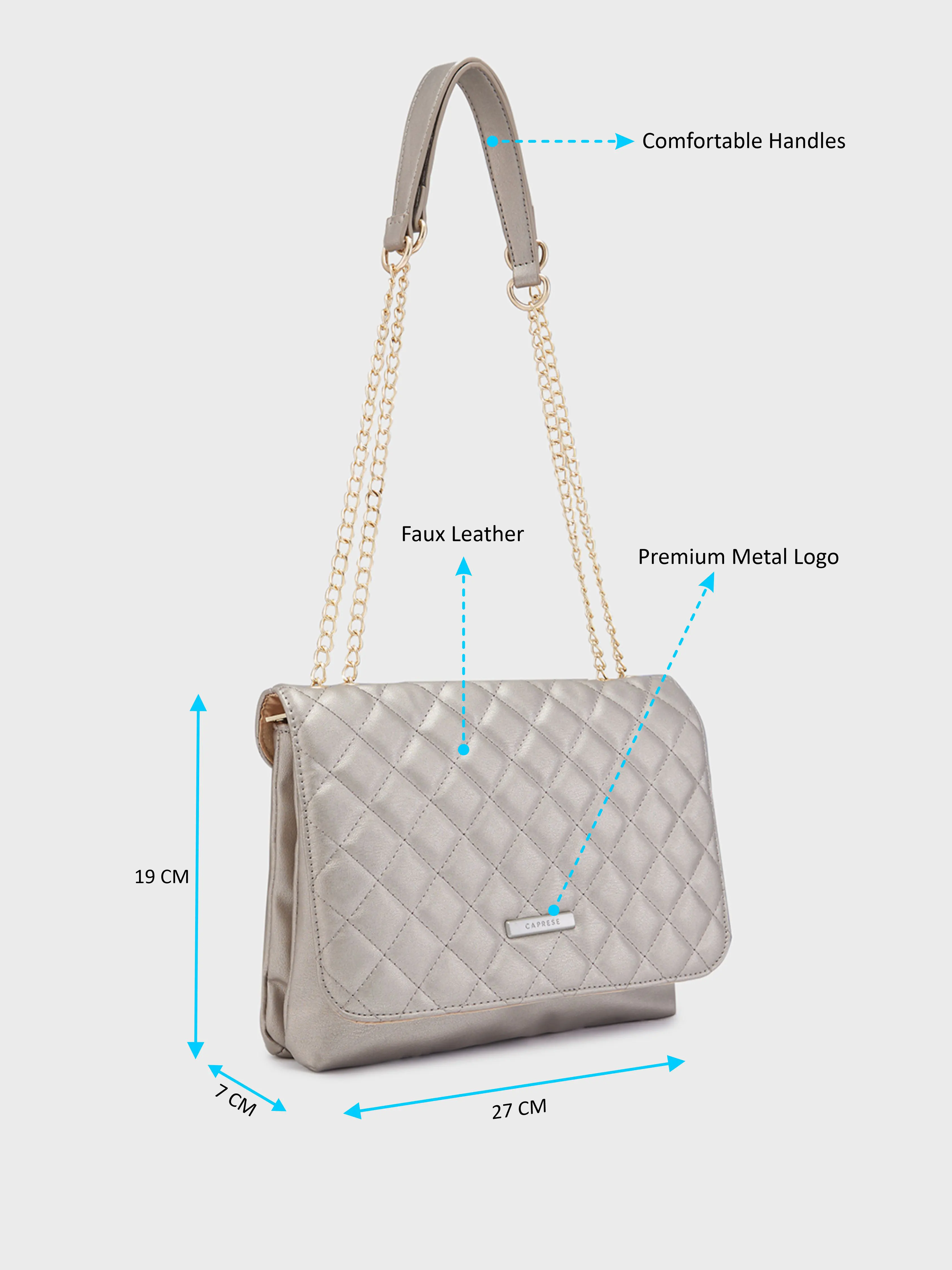 Caprese Cuddy Medium Gunmetal Sling Bag - Image 6