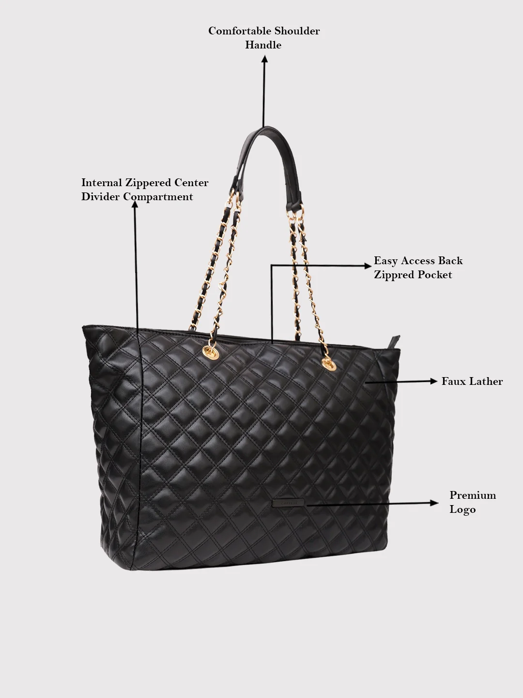Caprese Cuddy Large Black Tote Bag - Image 6