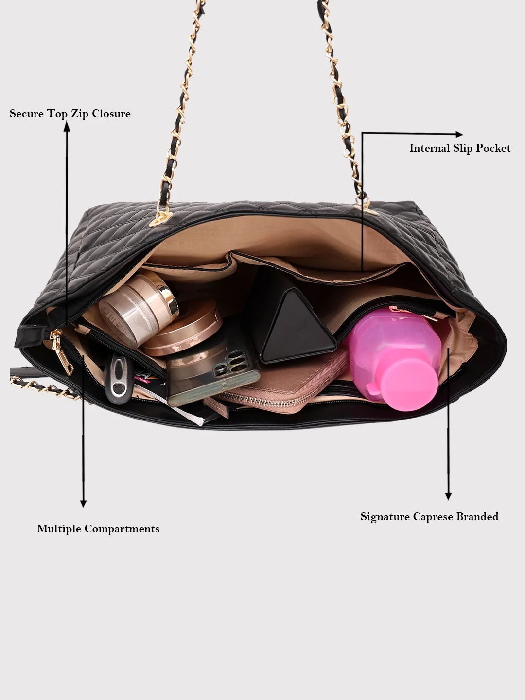 Caprese Cuddy Large Black Tote Bag - Image 7