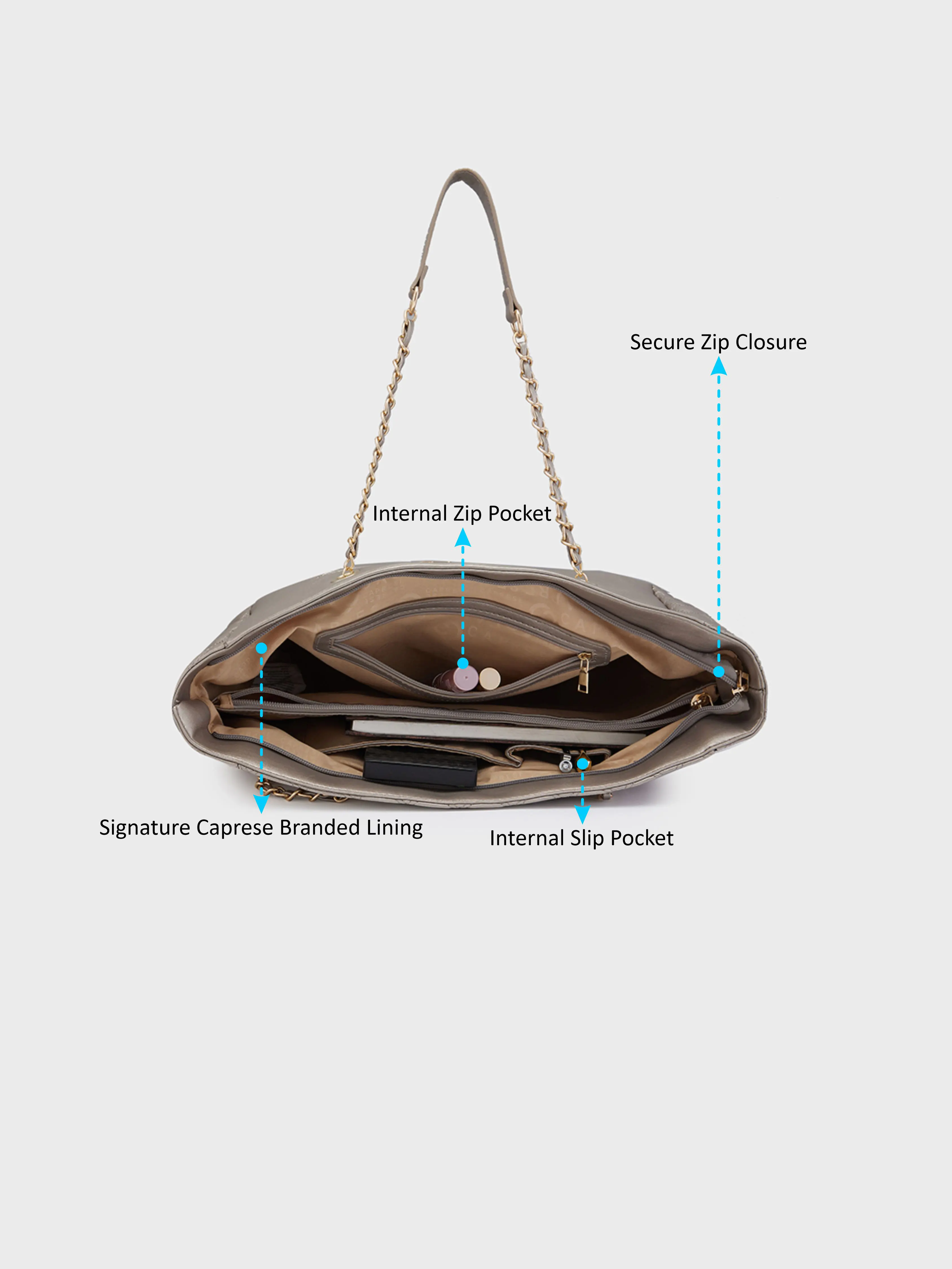 Caprese Cuddy Large Gunmetal Tote Bag - Image 4