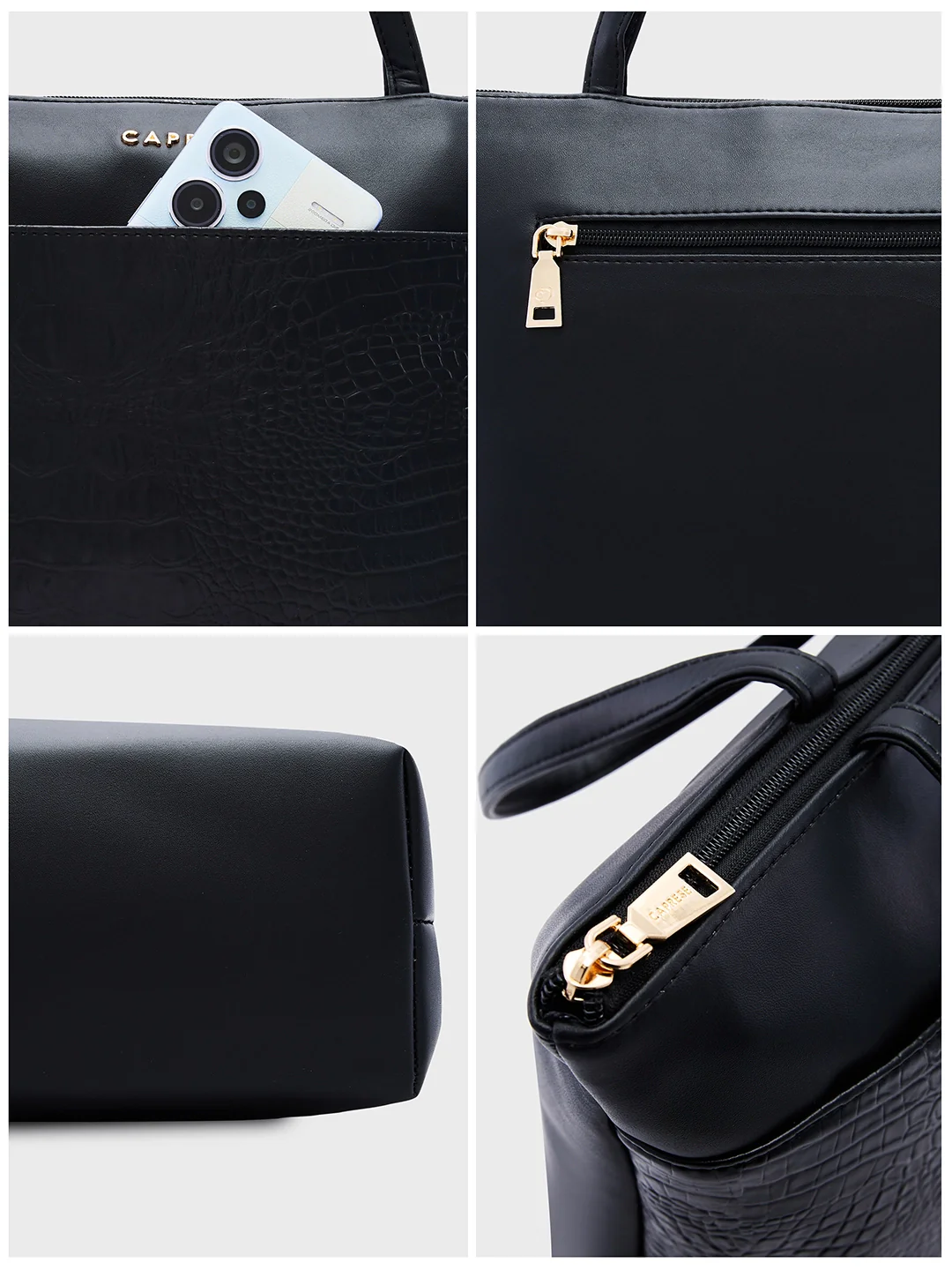 Caprese Cyprus Medium Black Tote Bag - Image 13