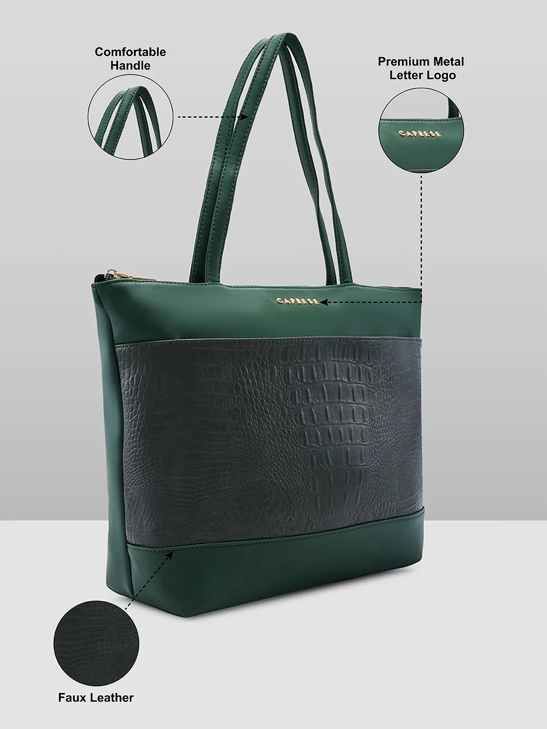 Caprese Cyprus Medium Sage Green Tote Bag - Image 6
