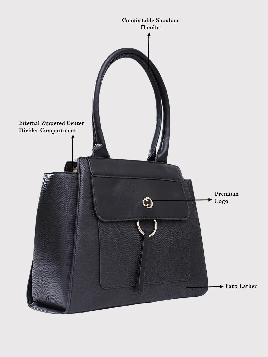Caprese Dakota Large Black Satchel Bag - Image 7