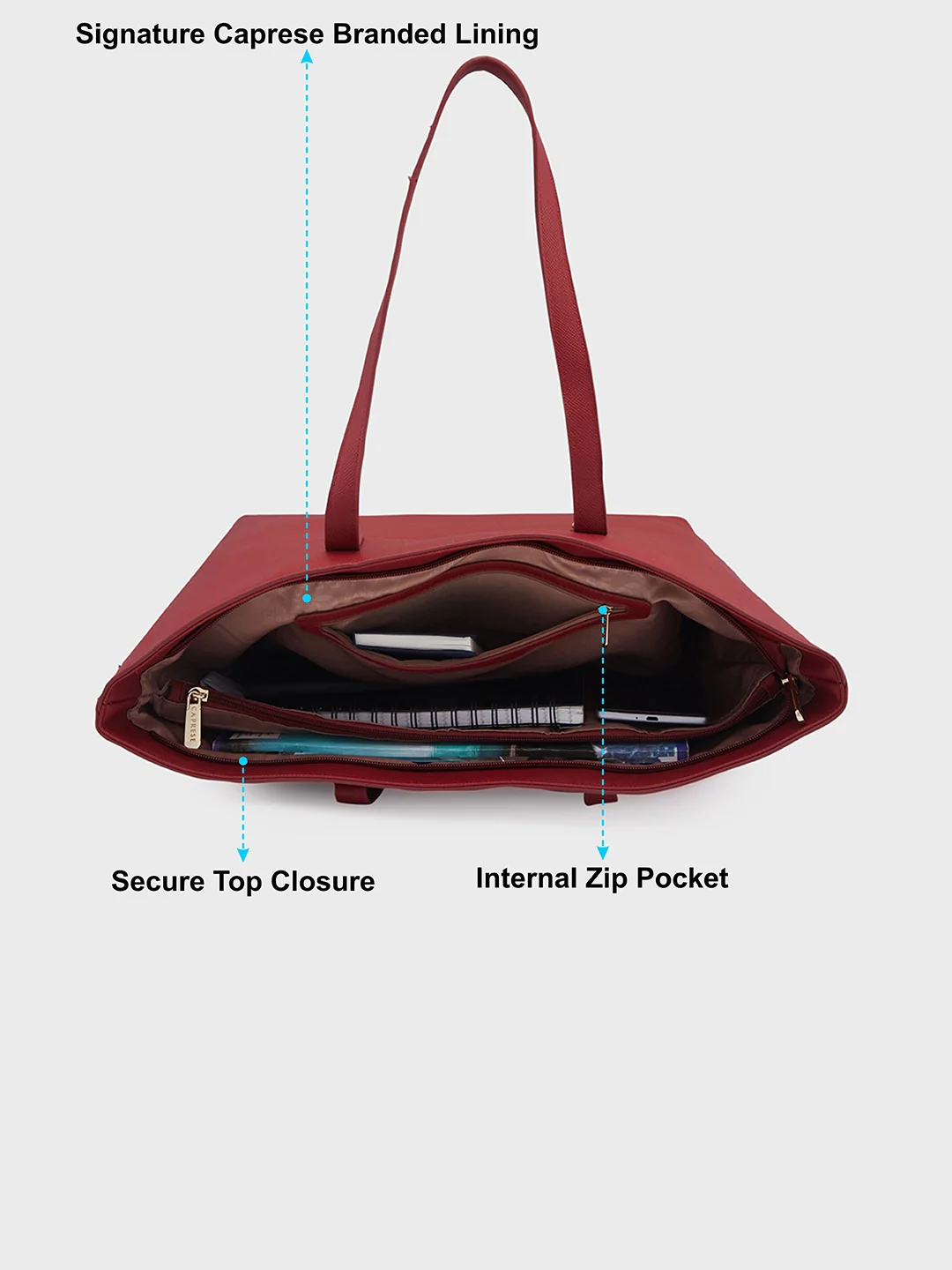 Caprese Daphne Large Maroon Tote Bag - Image 8