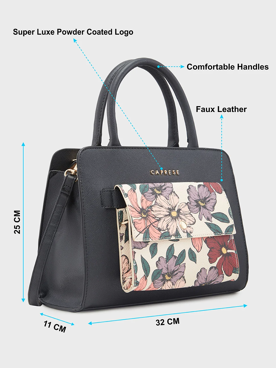 Caprese Daphne Medium Black Satchel Bag - Image 6