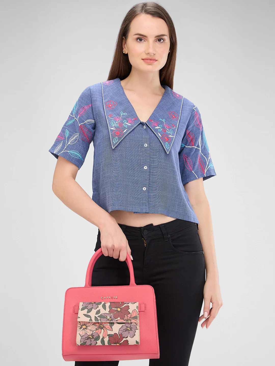 Caprese Daphne Medium Fuchsia Satchel Bag - Image 12