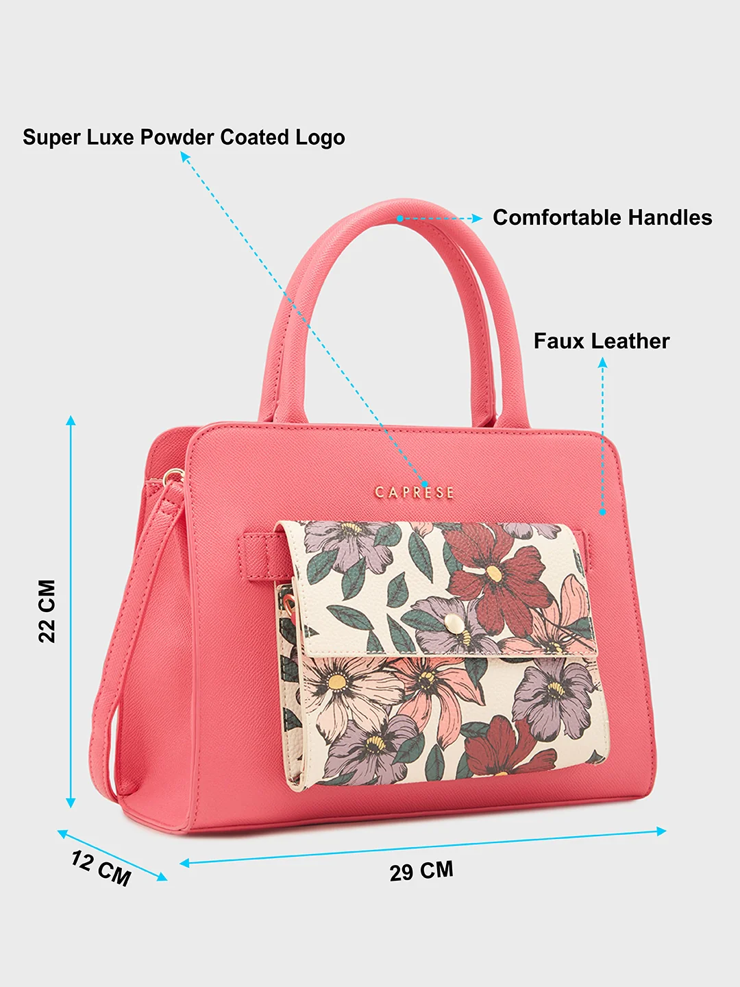 Caprese Daphne Medium Fuchsia Satchel Bag - Image 7