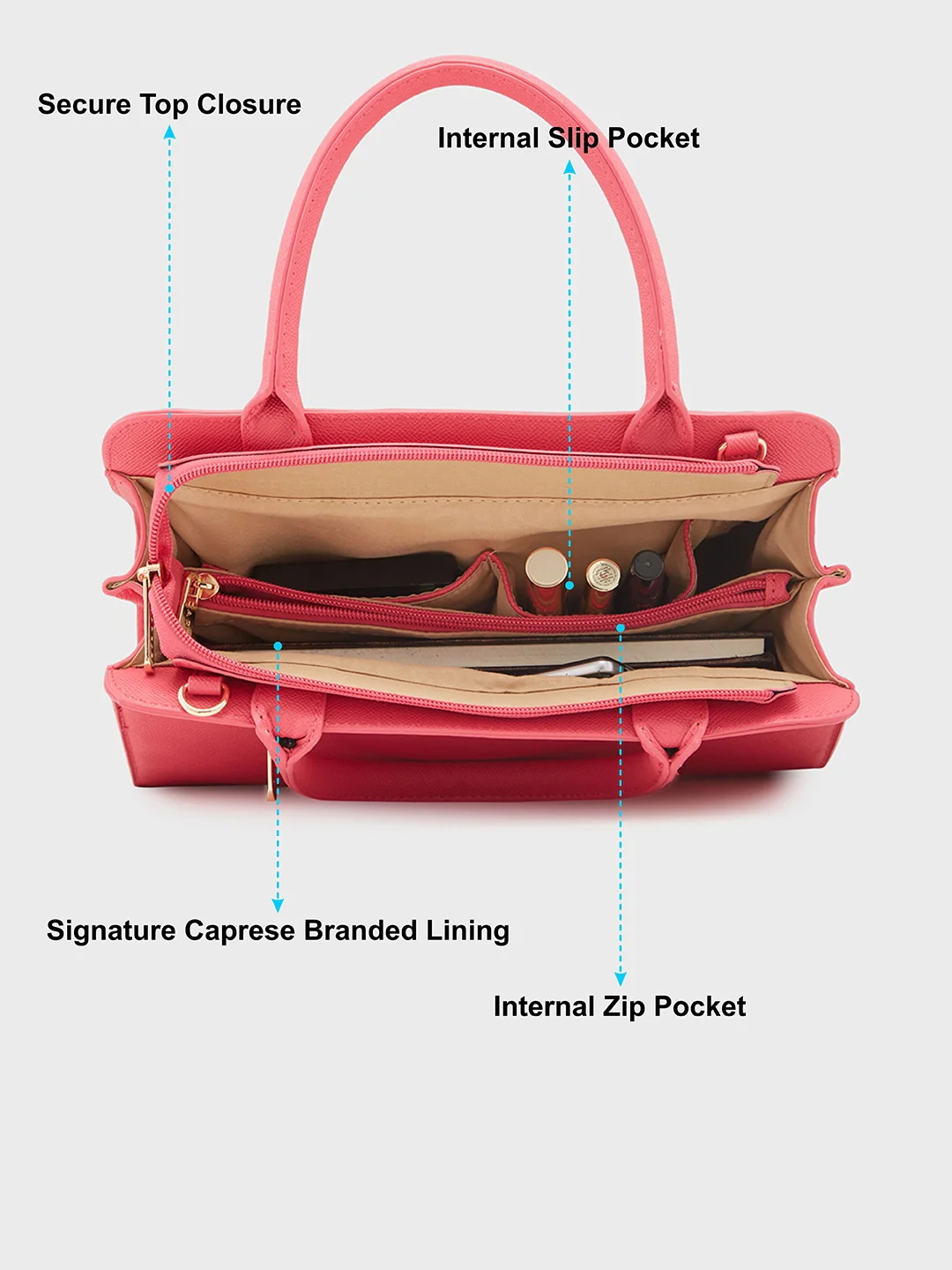 Caprese Daphne Medium Fuchsia Satchel Bag - Image 8