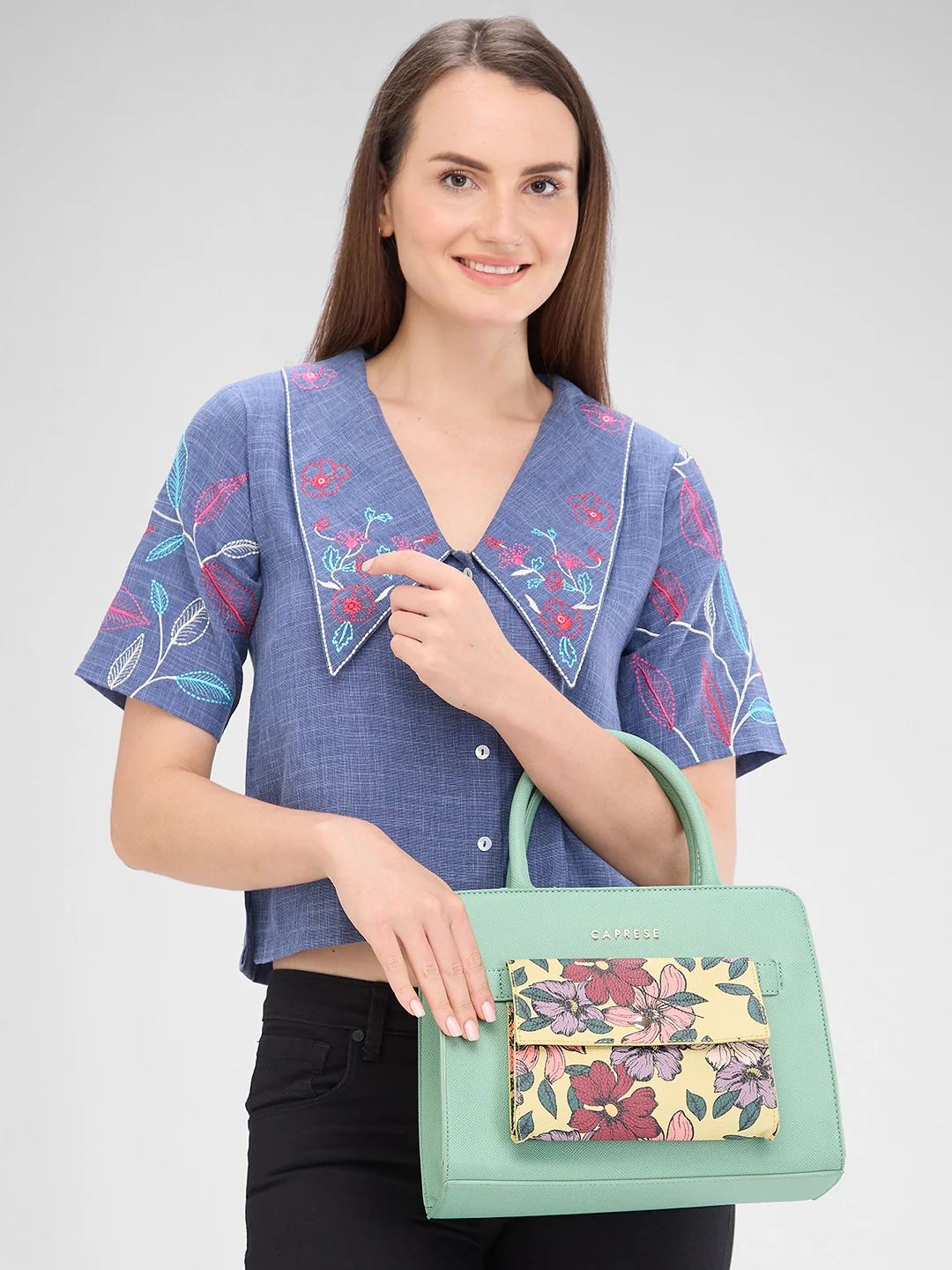 Caprese Daphne Medium Mint Satchel Bag - Image 4