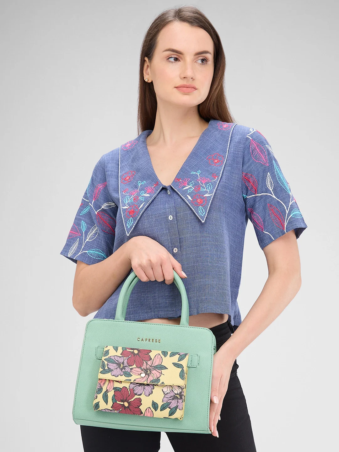 Caprese Daphne Medium Mint Satchel Bag - Image 5