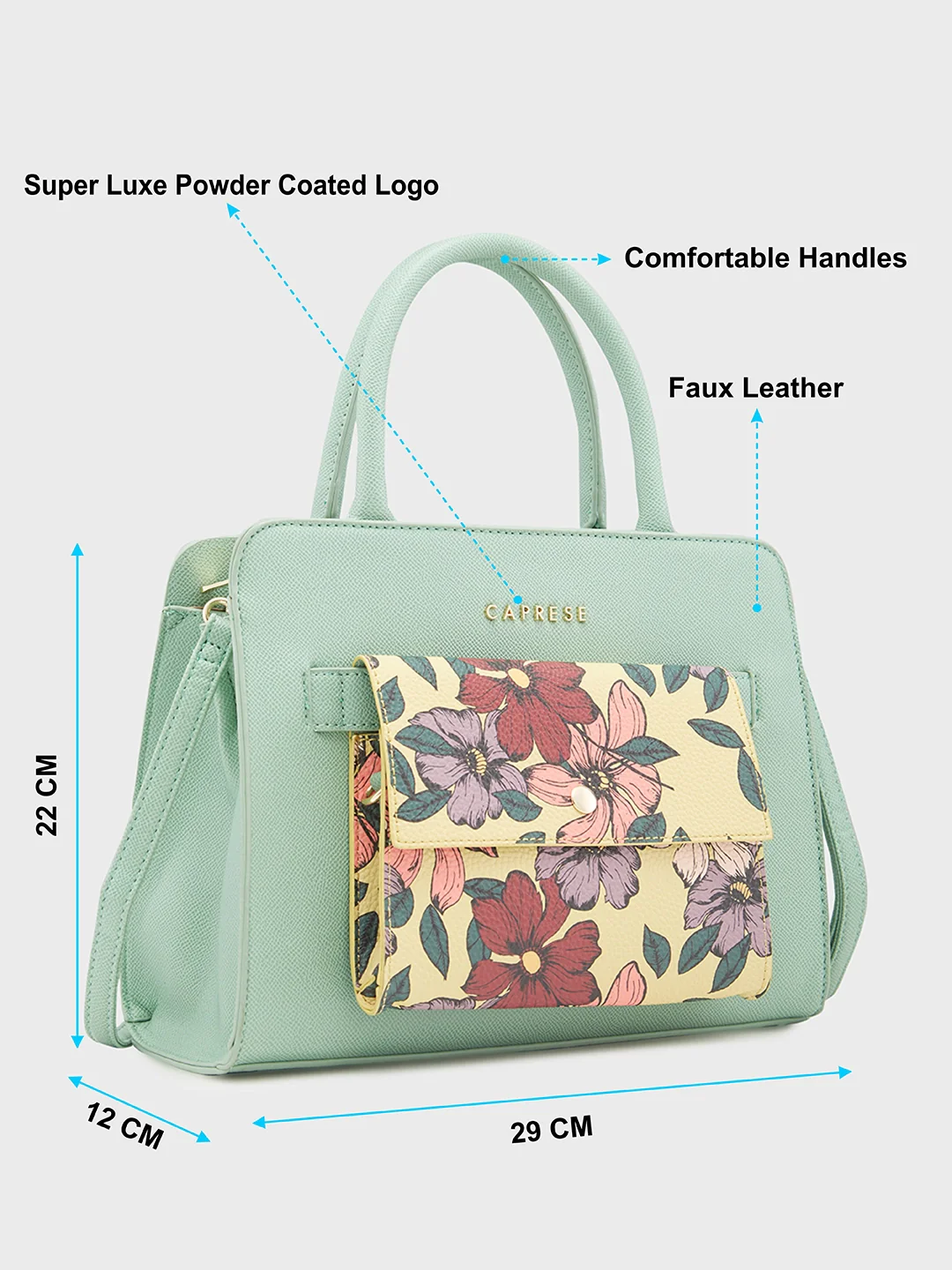 Caprese Daphne Medium Mint Satchel Bag - Image 9