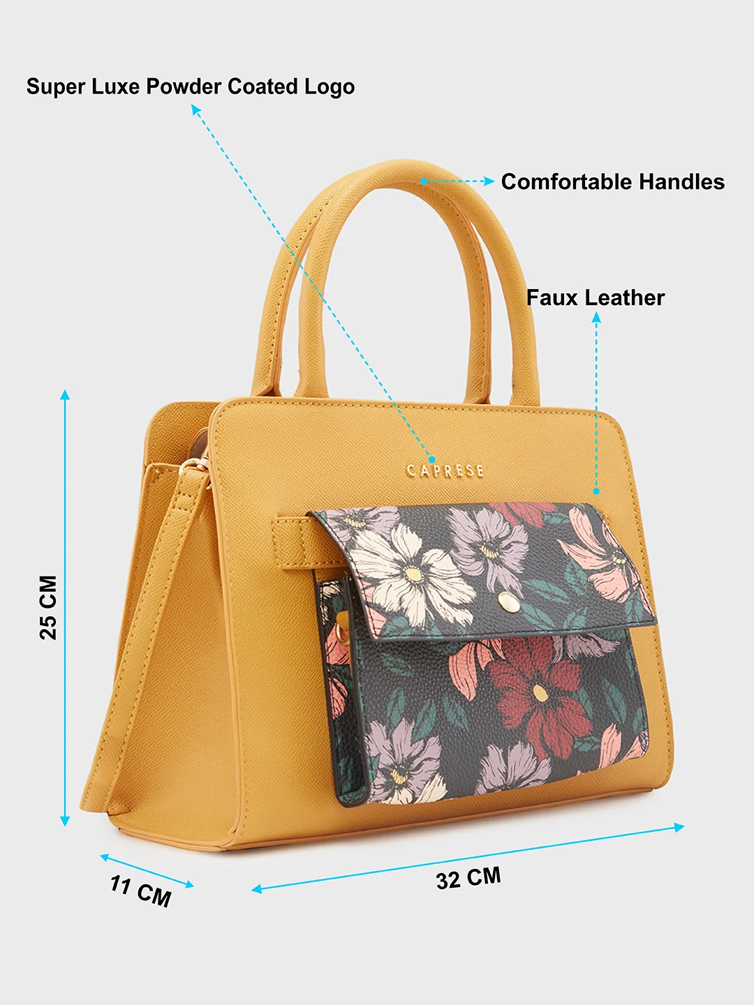 Caprese Daphne Medium Yellow Satchel Bag - Image 8