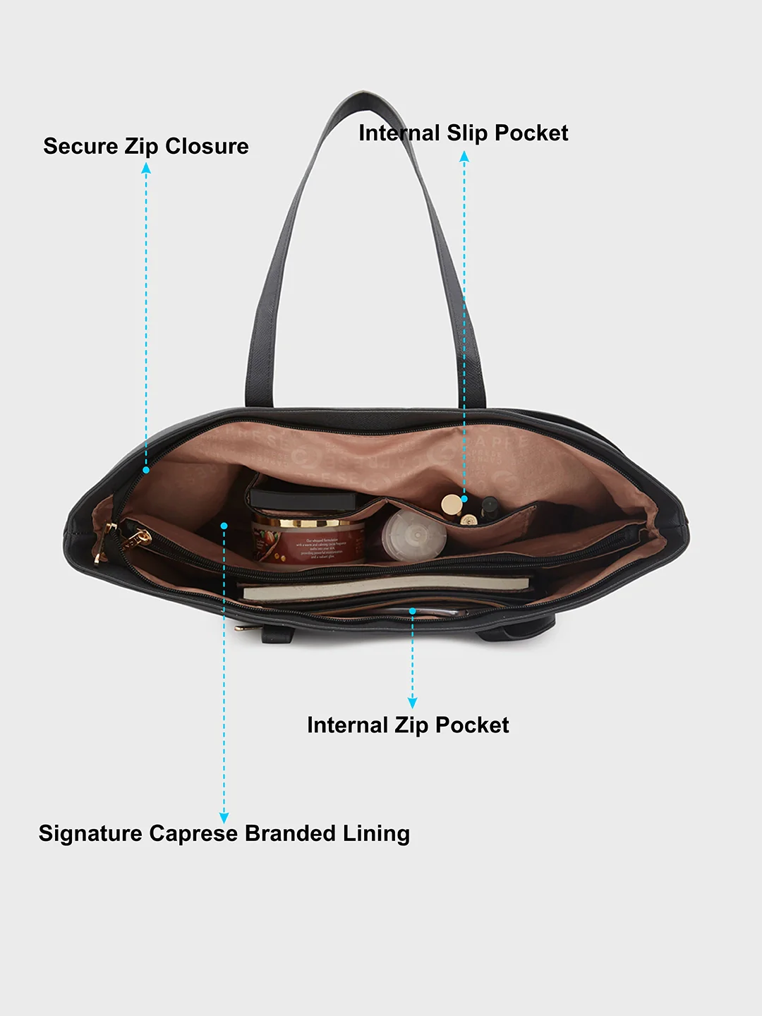 Caprese Daphny Large Black Tote Bag - Image 6