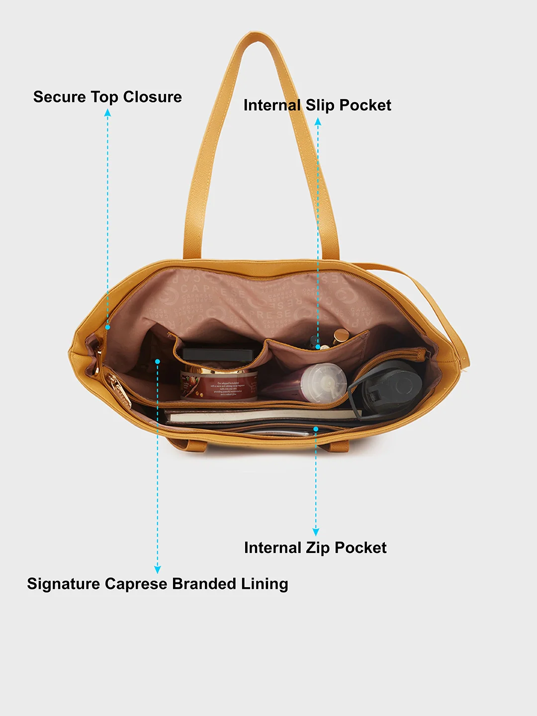 Caprese Daphny Large Yellow Tote Bag - Image 8