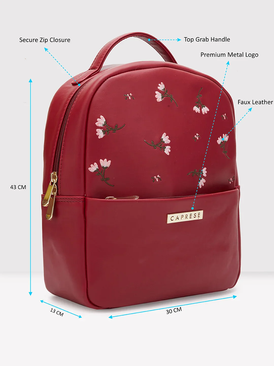 Caprese Dara Medium Maroon Backpack - Image 6