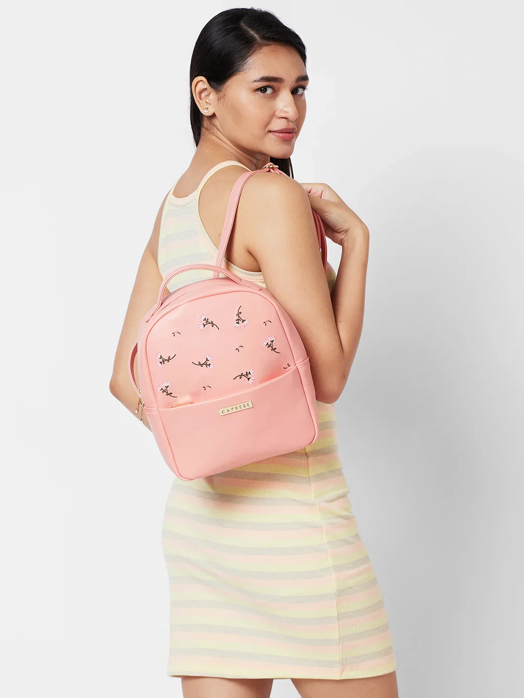 Caprese Dara Medium Pink Backpack - Image 12