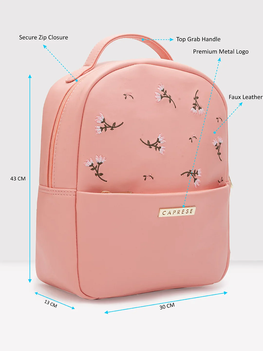 Caprese Dara Medium Pink Backpack - Image 6
