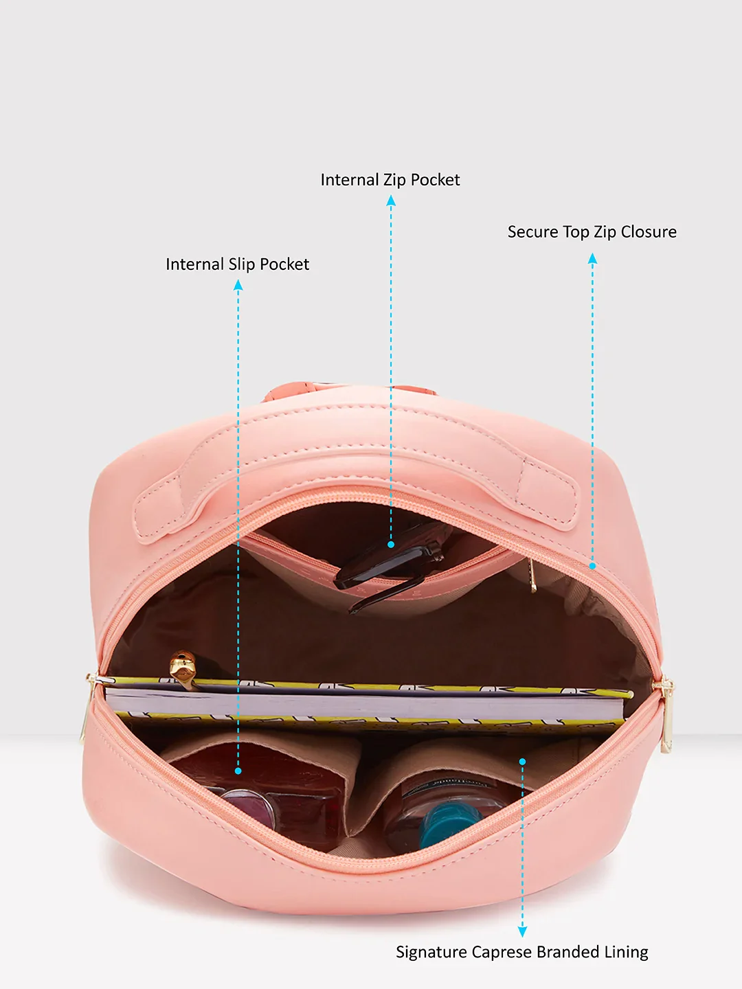 Caprese Dara Medium Pink Backpack - Image 7