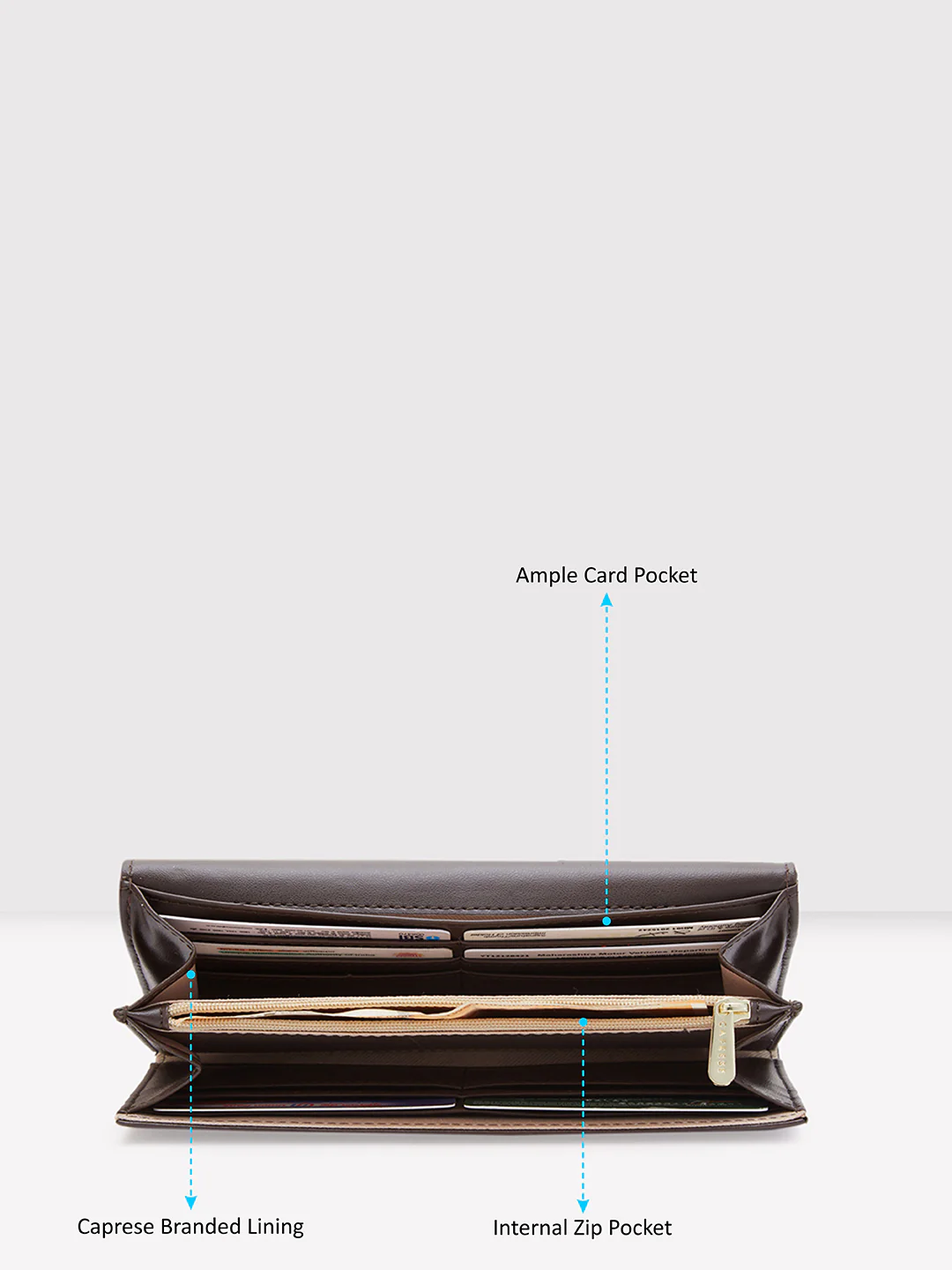 Caprese Dara Medium Brown Flap Wallet - Image 7