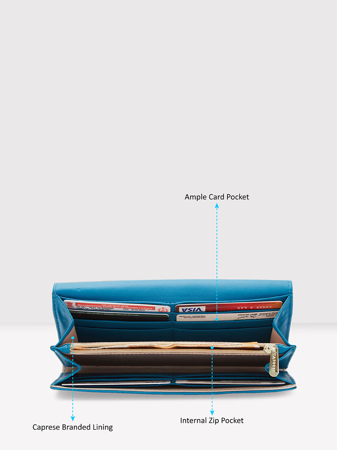 Caprese Dara Medium Green Flap Wallet - Image 7