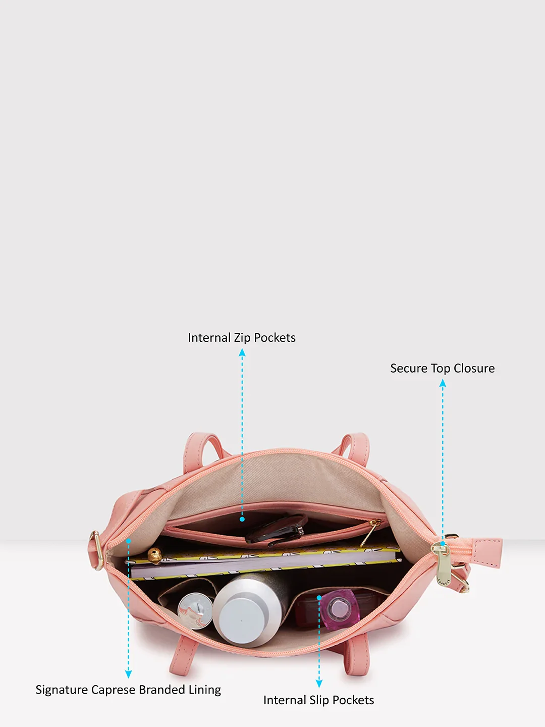 Caprese Dara Medium Pink Satchel Bag - Image 8