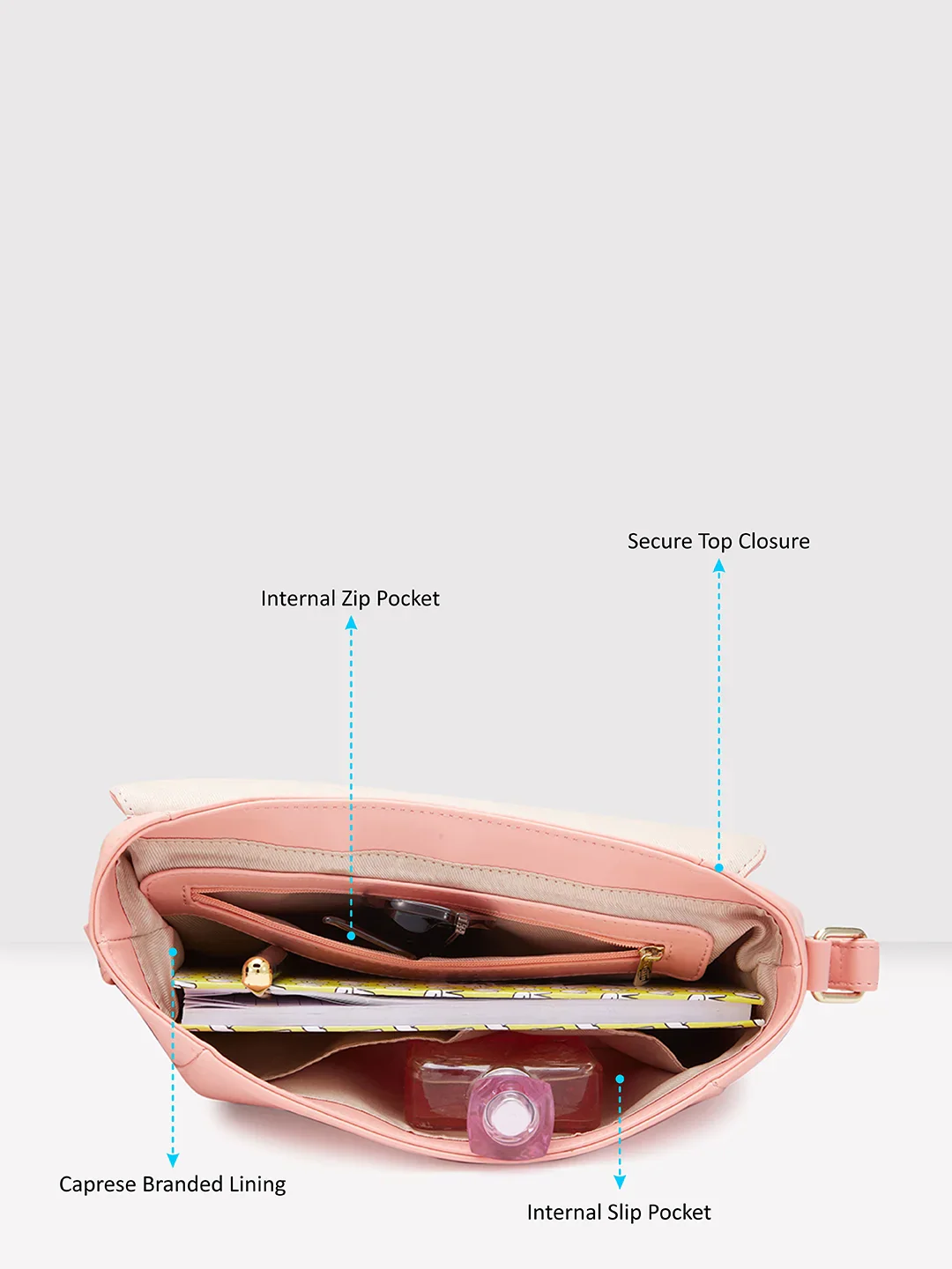 Caprese Dara Large Pink Sling Bag - Image 8