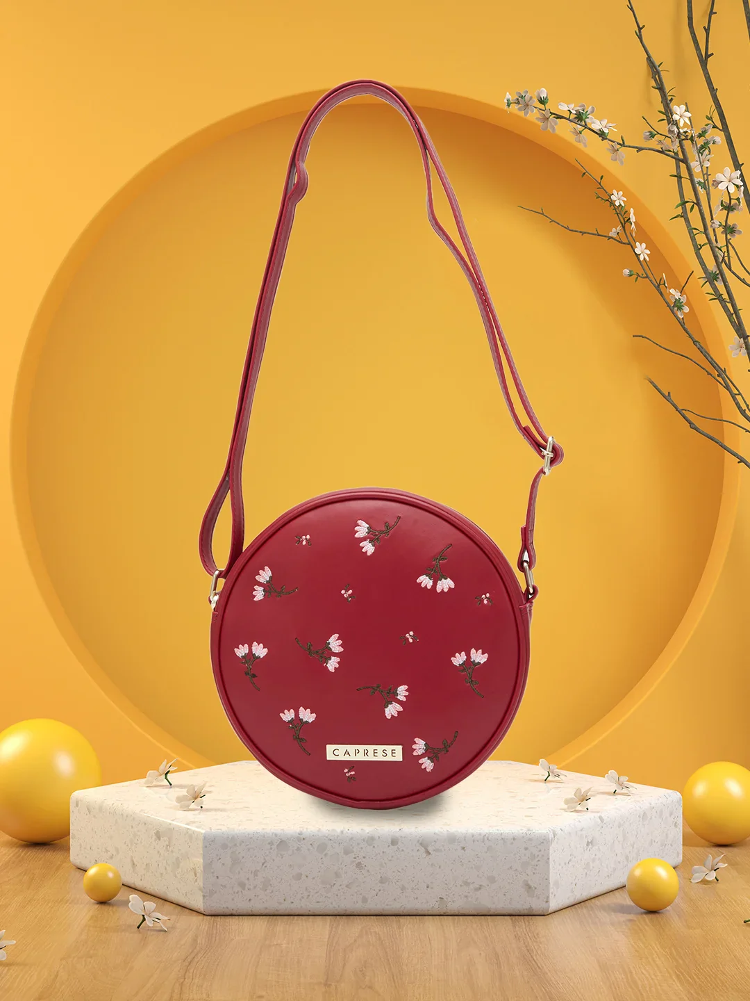 Caprese Dara Medium Maroon Sling Bag - Image 2