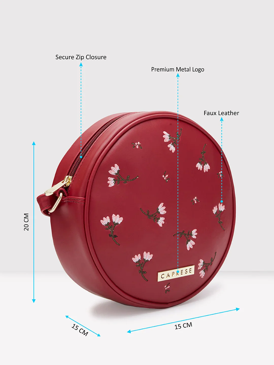 Caprese Dara Medium Maroon Sling Bag - Image 6