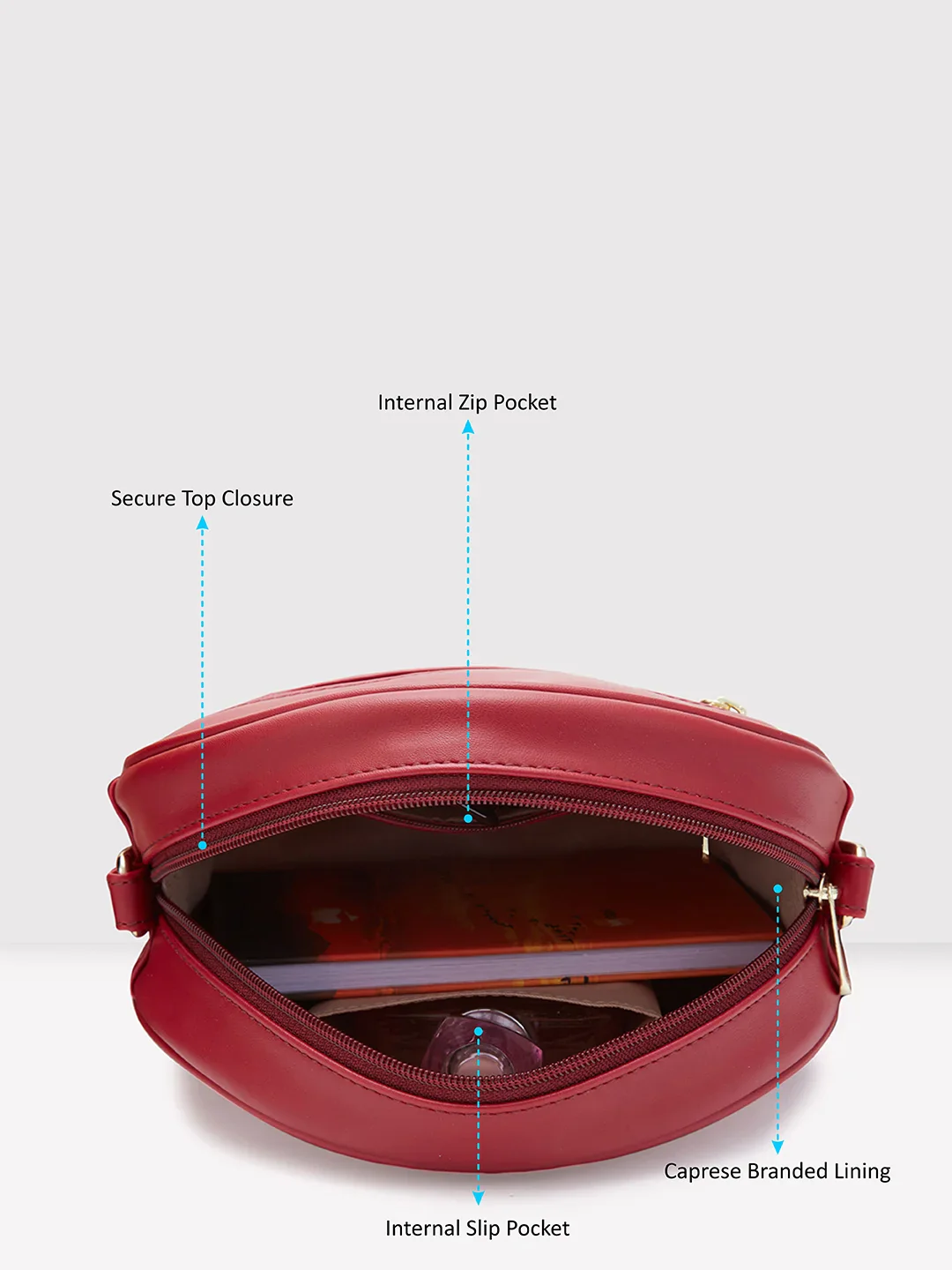 Caprese Dara Medium Maroon Sling Bag - Image 7
