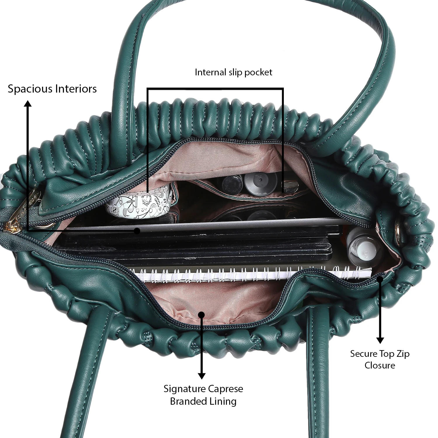 Caprese Dasha Medium Teal Satchel Bag - Image 9