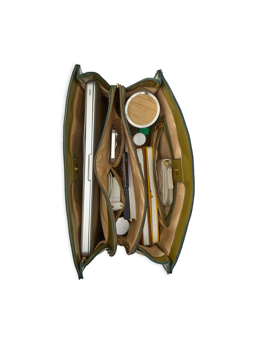 Caprese Dee Large Dill Green Laptop Compatible Tote - Image 8