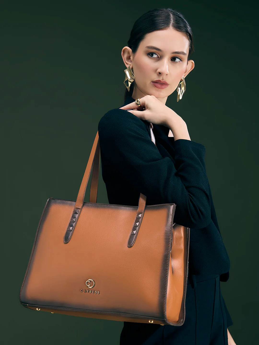 Caprese Dee Large Tan Laptop Compatible Tote - Image 12