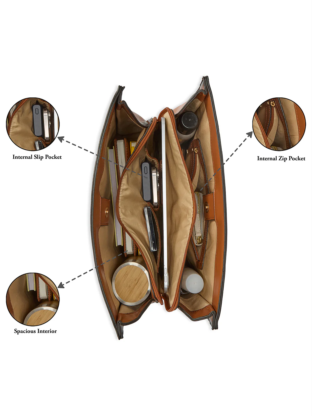 Caprese Dee Large Tan Laptop Compatible Tote - Image 13