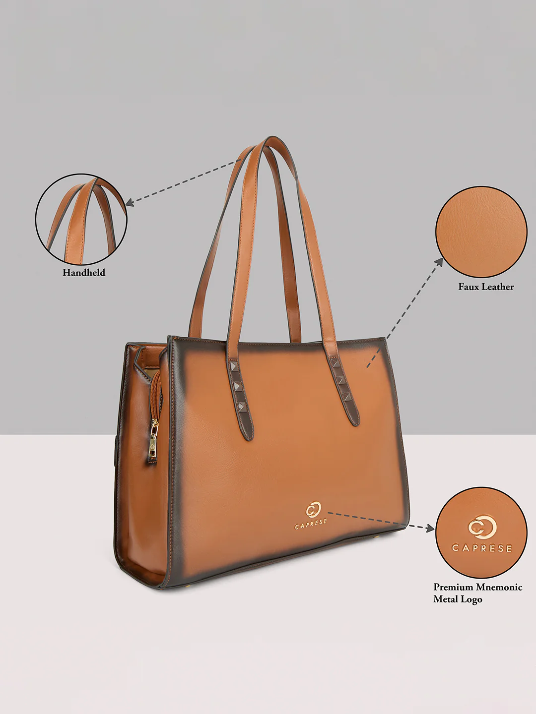 Caprese Dee Large Tan Laptop Compatible Tote - Image 14