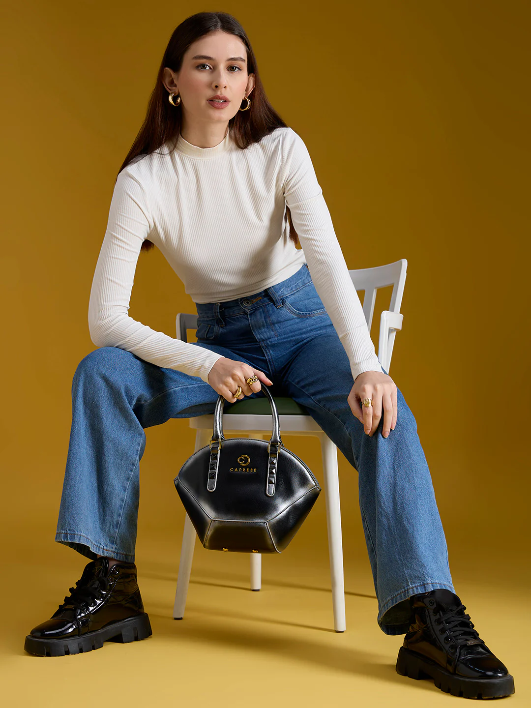 Caprese Dee Medium Black Handheld Satchel - Image 13