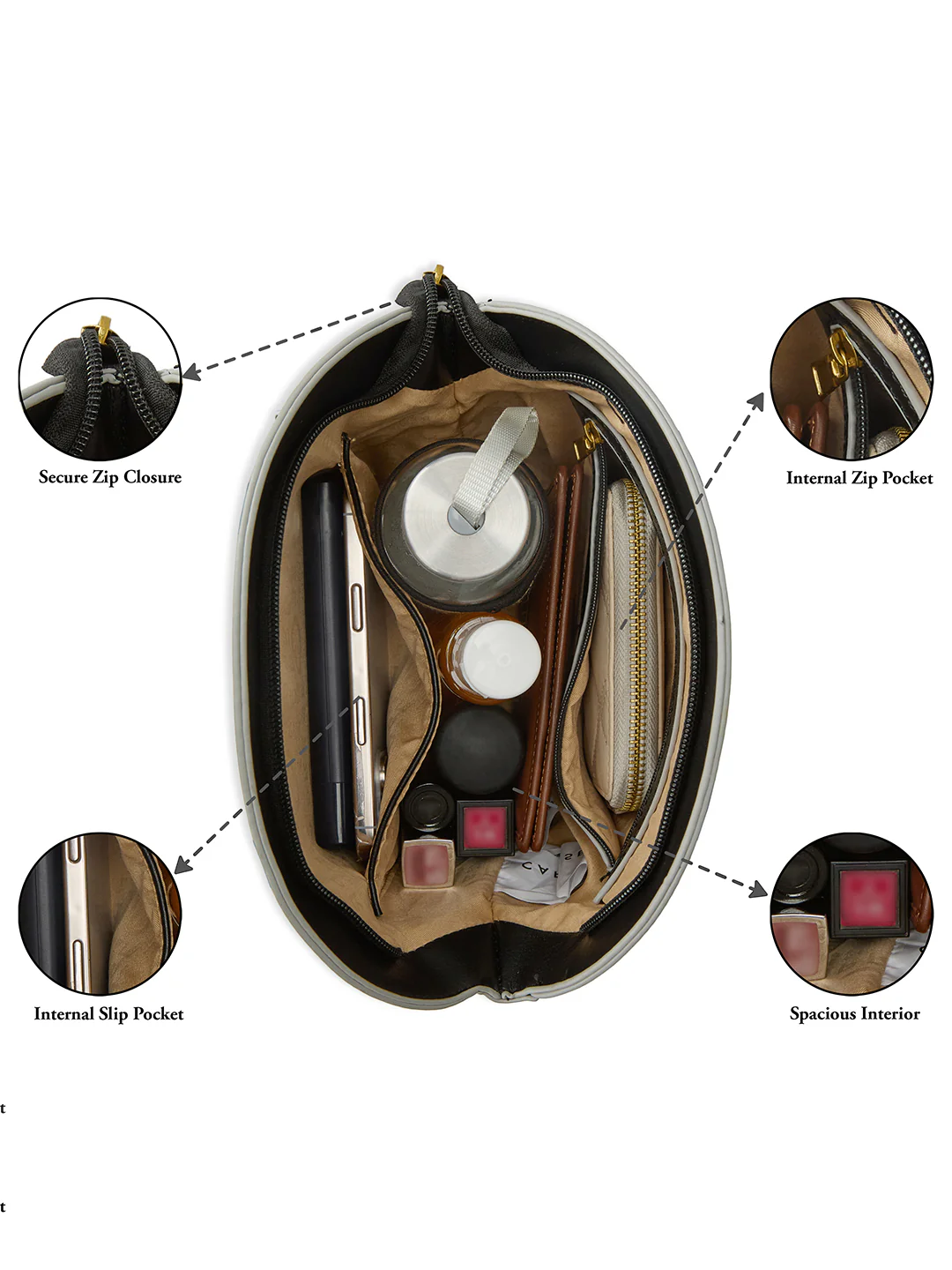 Caprese Dee Medium Black Handheld Satchel - Image 14