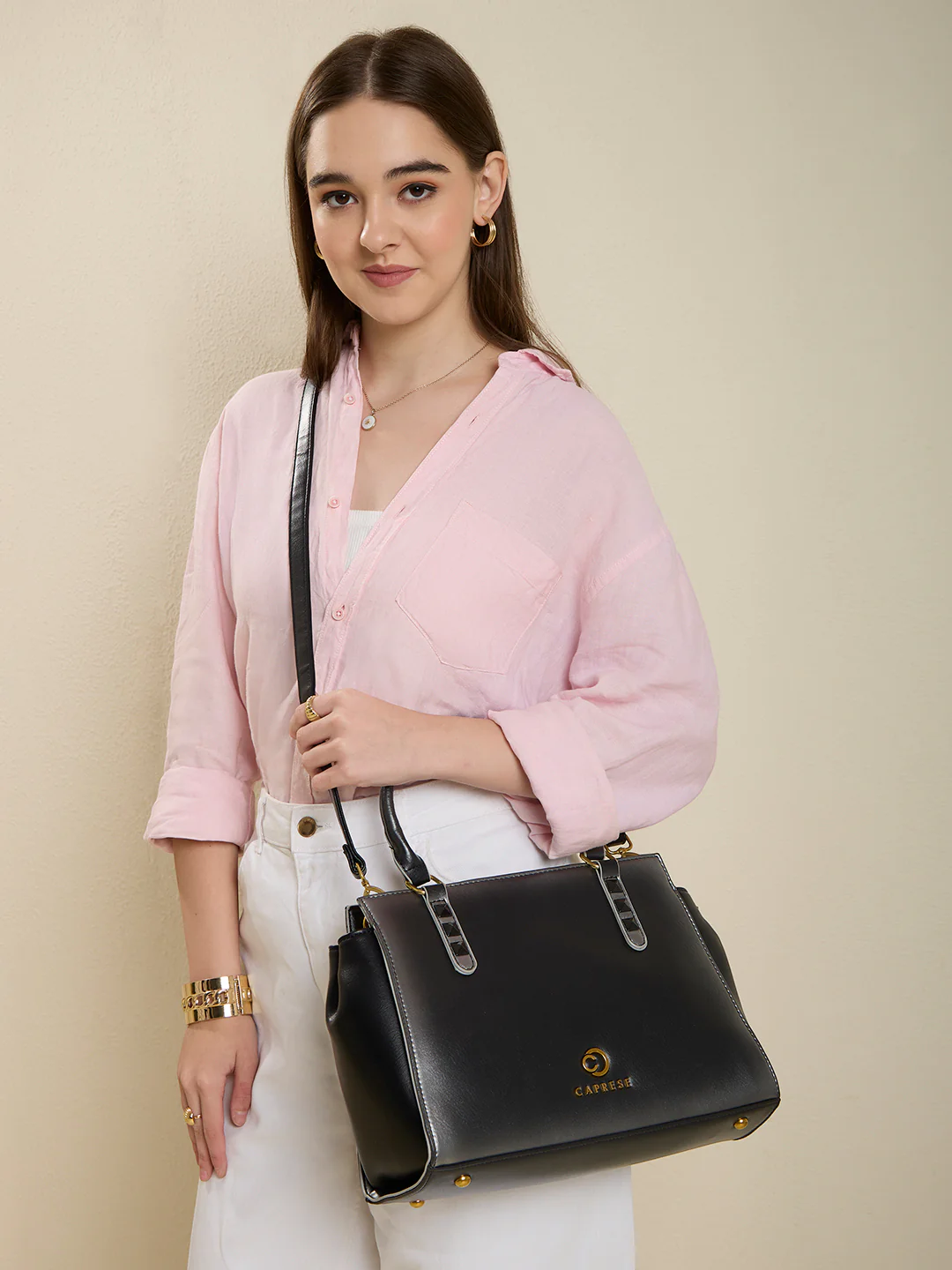 Caprese Dee Medium Black Satchel - Image 13