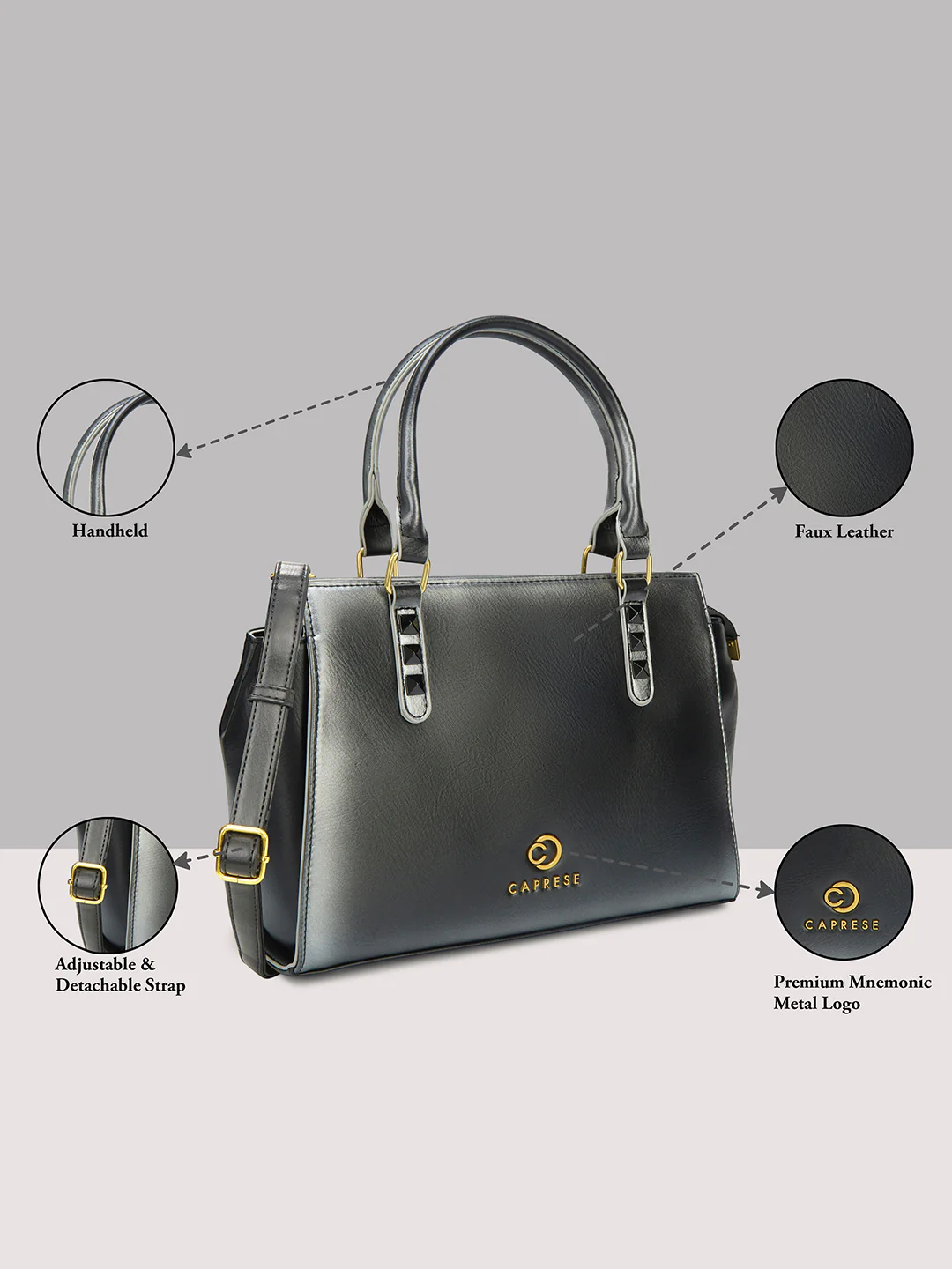 Caprese Dee Medium Black Satchel - Image 16