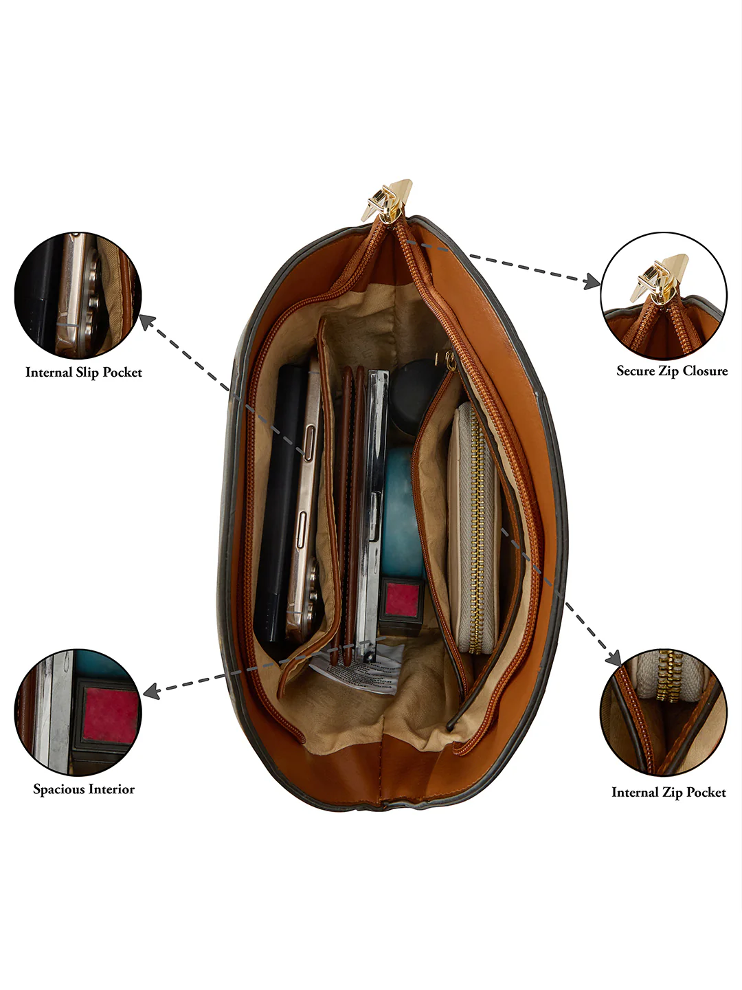 Caprese Dee Medium Tan Handheld Satchel - Image 15