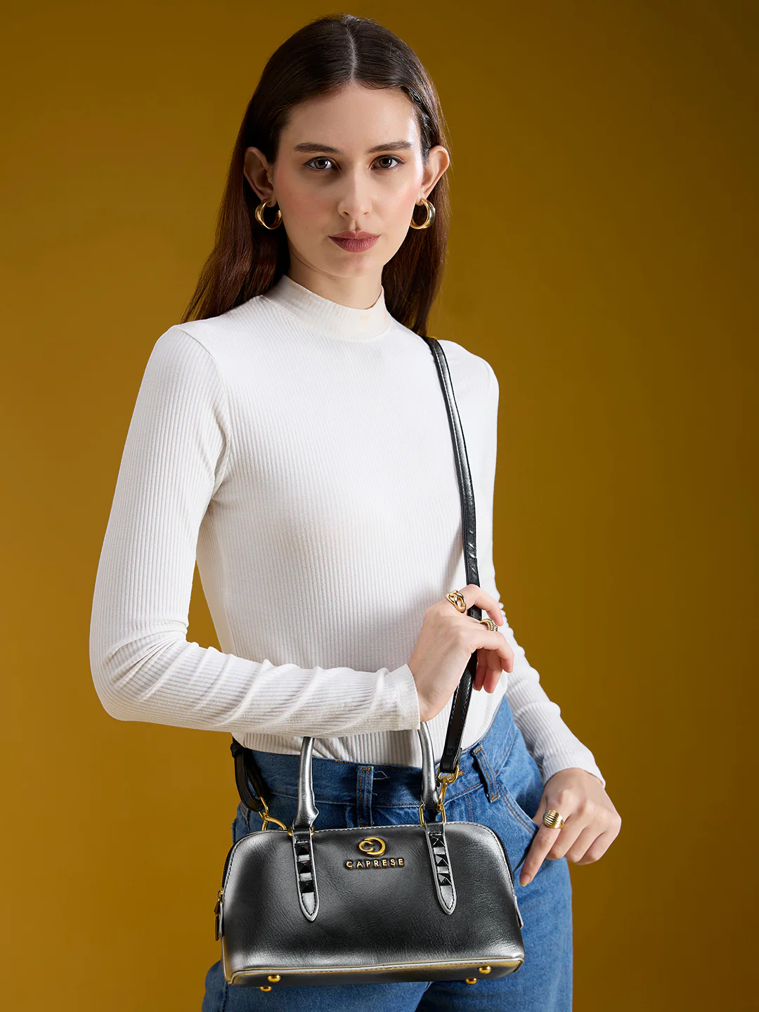 Caprese Dee Small Black Satchel - Image 12