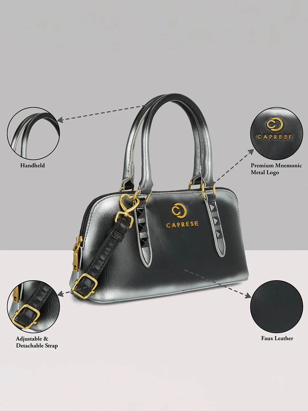 Caprese Dee Small Black Satchel - Image 15