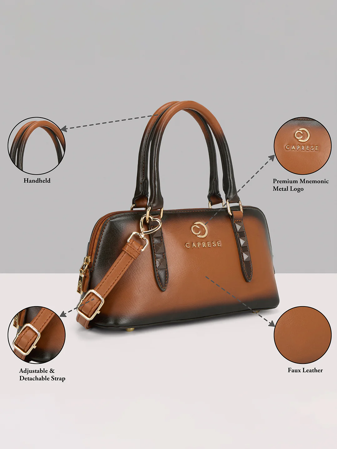 Caprese Dee Small Tan Satchel - Image 14