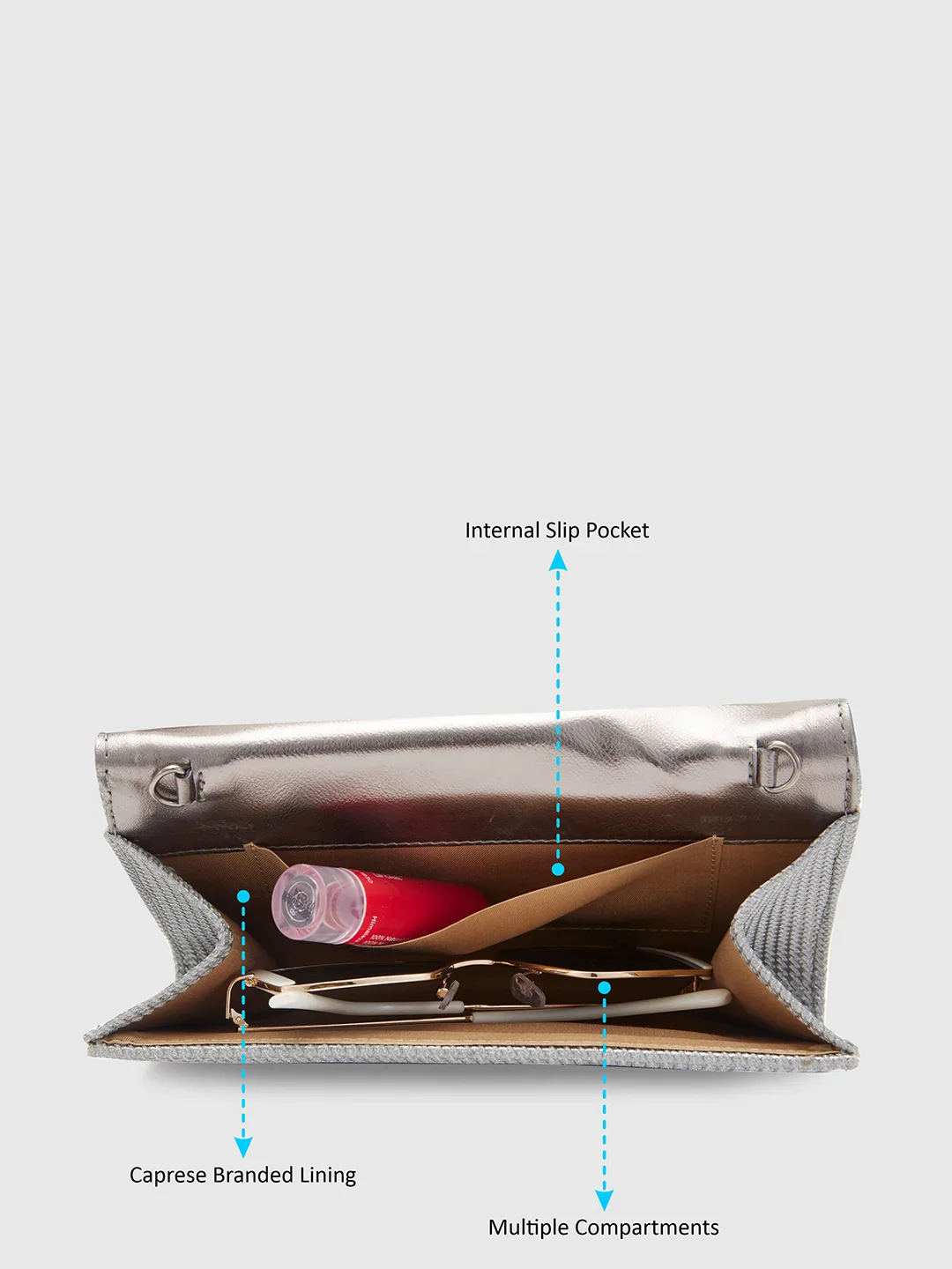 Caprese Delmi Medium Pewter Clutch - Image 5
