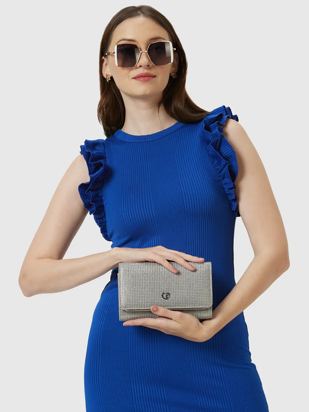 Caprese Delmi Medium Pewter Clutch - Image 10