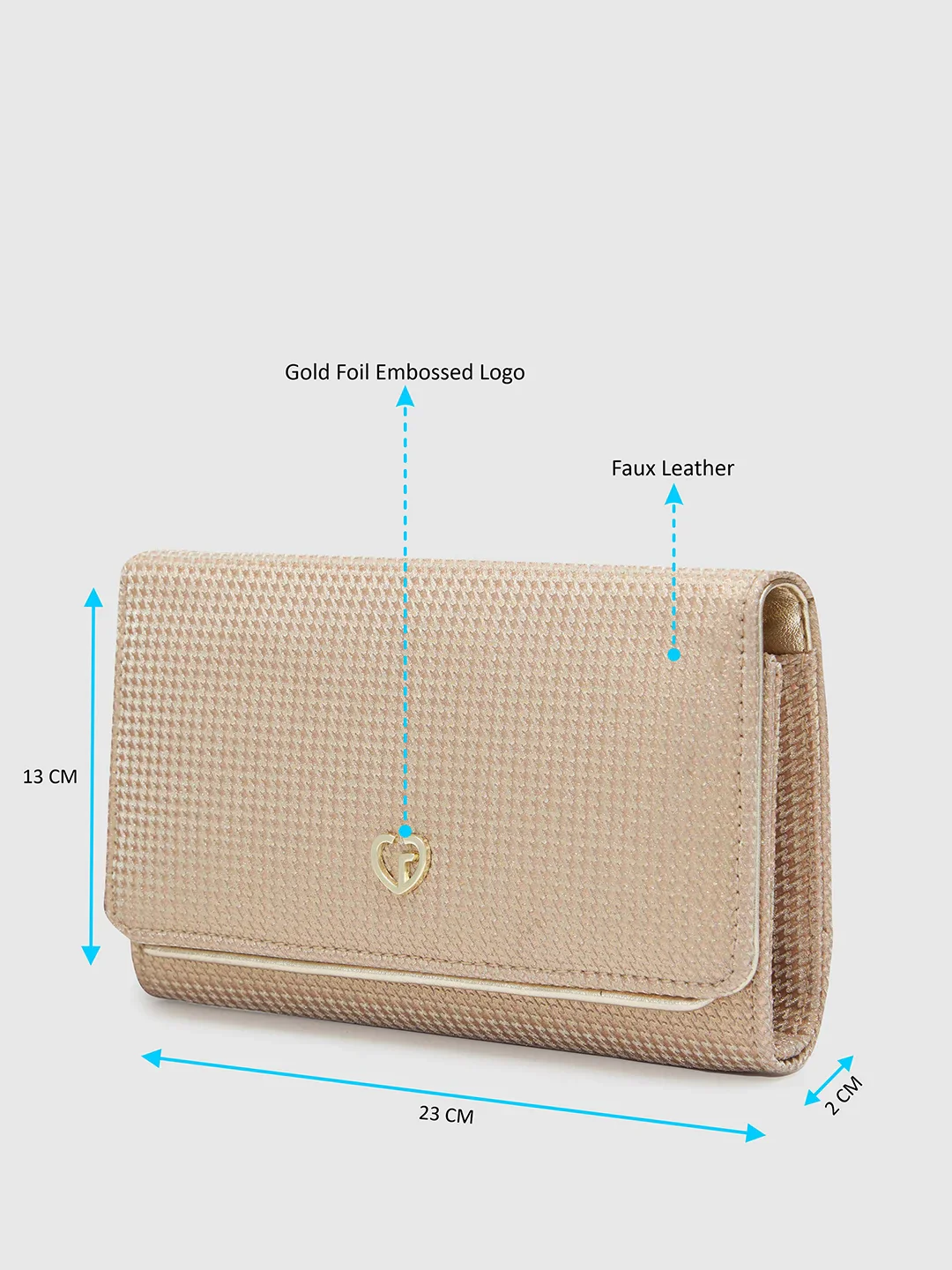 Caprese Delmi Medium Champagne Gold Clutch - Image 3