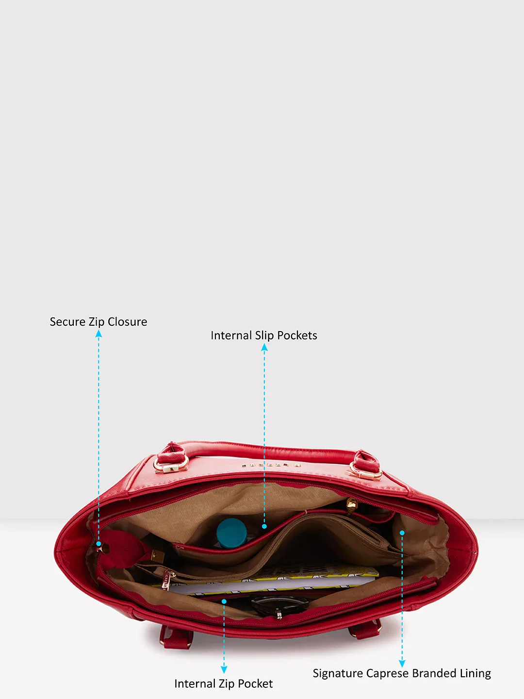 Caprese Demi Medium Red Tote Bag - Image 8