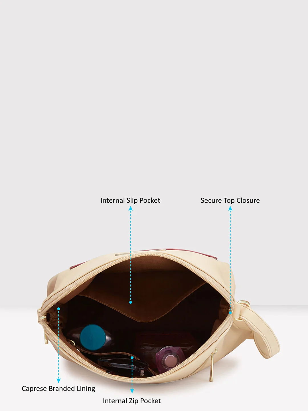 Caprese Destin Small Beige Sling Bag - Image 7