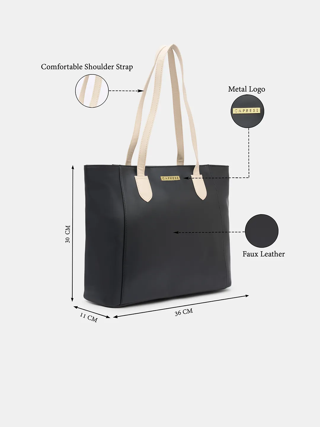 Caprese Devon Large Black Tote Bag - Image 3